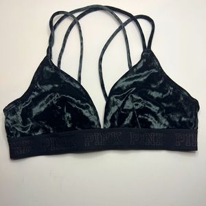 VS Pink Velvet Bralette w Adjustable Back Closure Strappy sz L